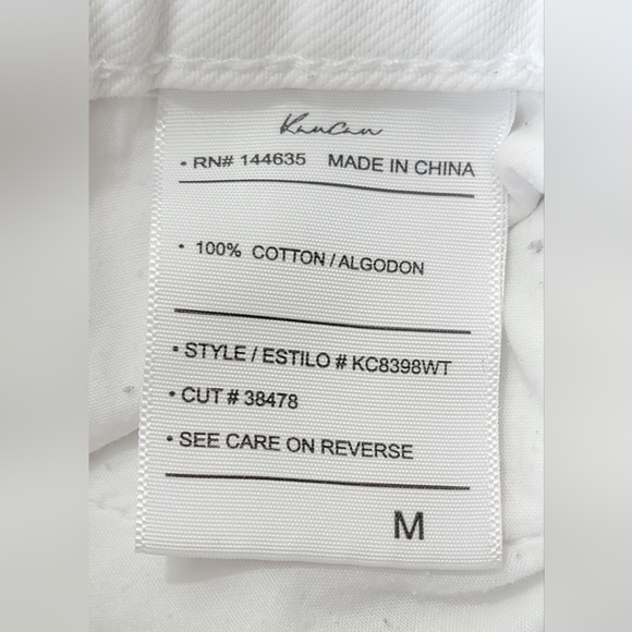 KanCan Tanner Distressed Mini Jean Shorts Women's M White 100% Cotton Cuff Leg - Picture 6 of 11